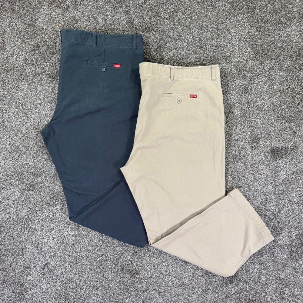 Dixxon D-Flexx Chino Pants Bundle Mens 48x30 Grey Khaki Stretch Workwear 2 Pack